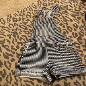 A jean striped romper.